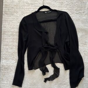 Zara Black Ruffled Blouse